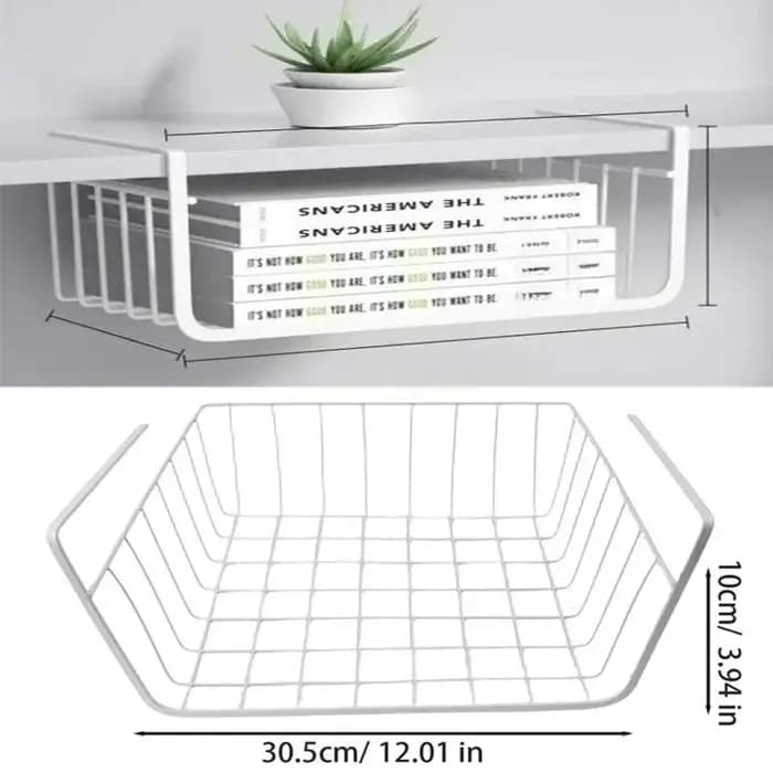 Panier de rangement sous étagère multifonctionnel en fer pour la maison, panier suspendu en maille p