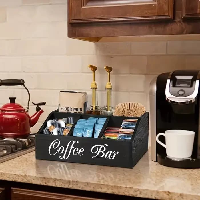 Boîte de rangement de café en bois