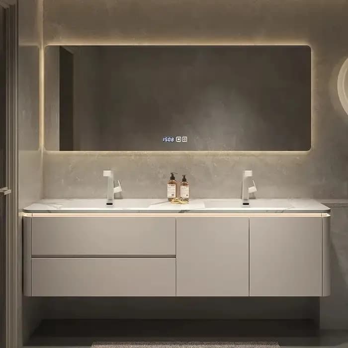 Meuble de salle de bain de luxe en bois, armoire polyvalente murale ou sur pied, meuble de pharmacie