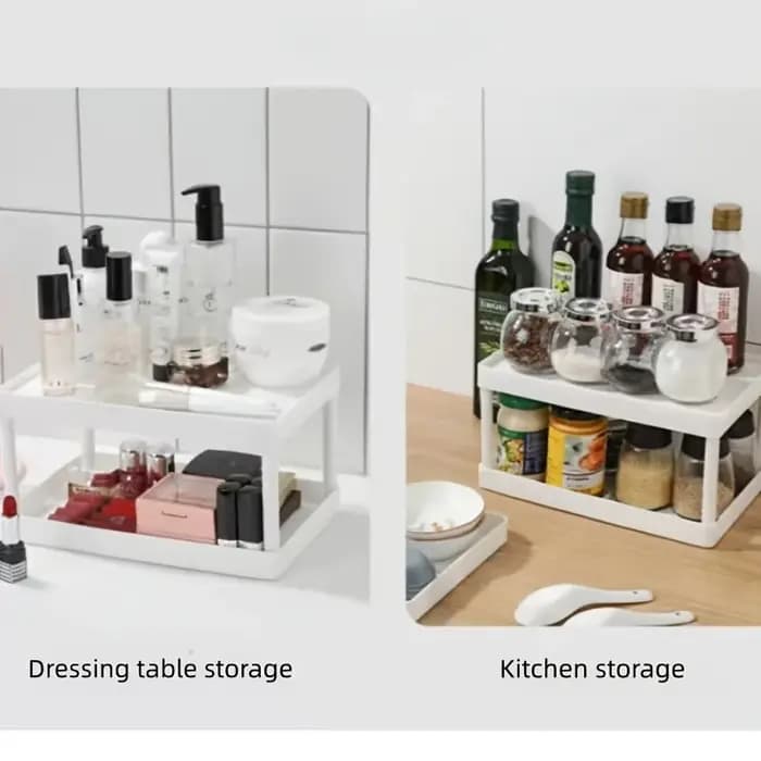 Étagères multifonctionnelles, étagère de rangement à double niveau, support de rangement de bureau, étagères de bureau en plastique, organisateur de cosmétiques et d'articles divers.