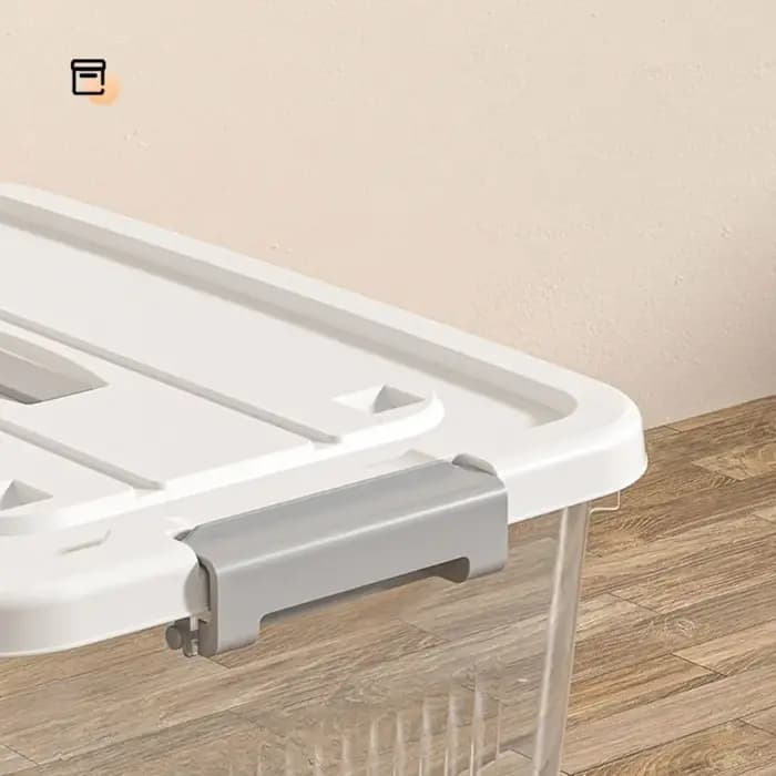 Boîte de rangement noire transparente pratique en plastique avec couvercle