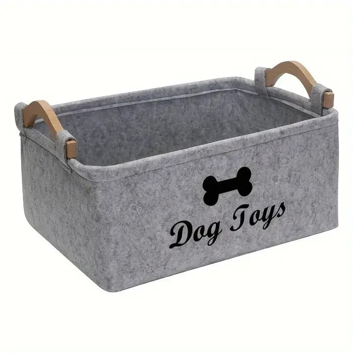 Boîte à jouets en feutre pour animaux de compagnie, boîte à jouets pour chien, panier de rangement,
