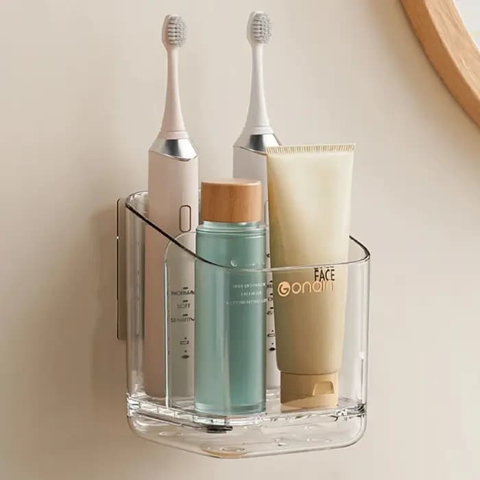  Boîte de rangement murale pour salle de bain, organisateur de brosse à dents, support de rangement