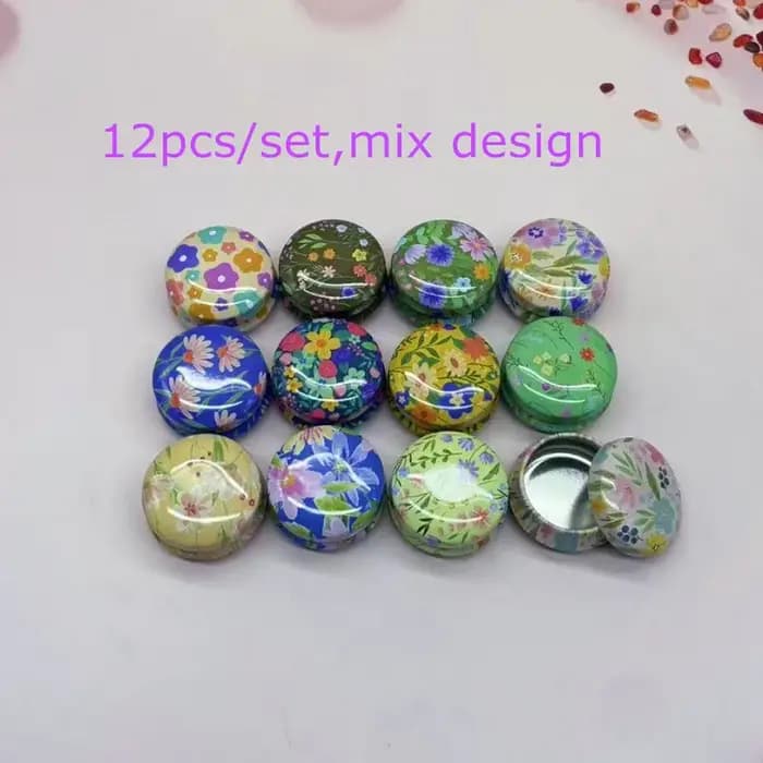 Mini boîtes rondes en métal, 12 pièces, avec Design Floral élégant, conteneurs de rangement portables pour boucles d'oreilles, bacs de rangement