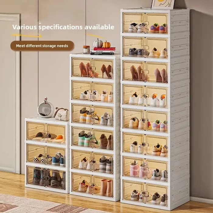 Meuble de rangement pliable transparent pour chaussures