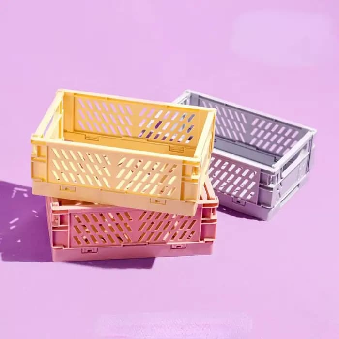 Caisse de rangement pliable en plastique, panier pliable, empilable, mignon, maquillage, bijoux, jou
