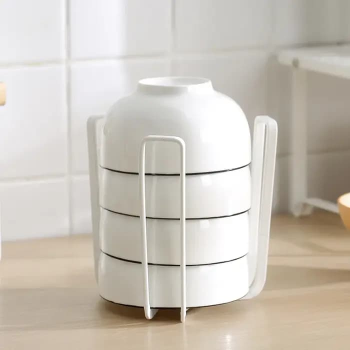 Étagère de rangement pour bols et assiettes en métal