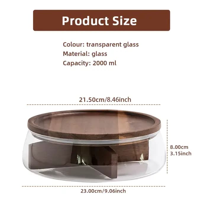 Conteneur de stockage des aliments en verre avec couvercle en bois