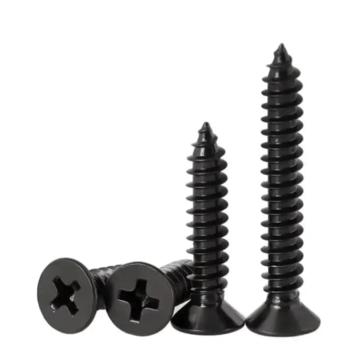 1 boîte/0.5kg lot vis pour cloisons sèches croix fraisée tête plate vis autotaraudeuse M3.5 vis Phillips en acier au carbone noir pour le travail du bois