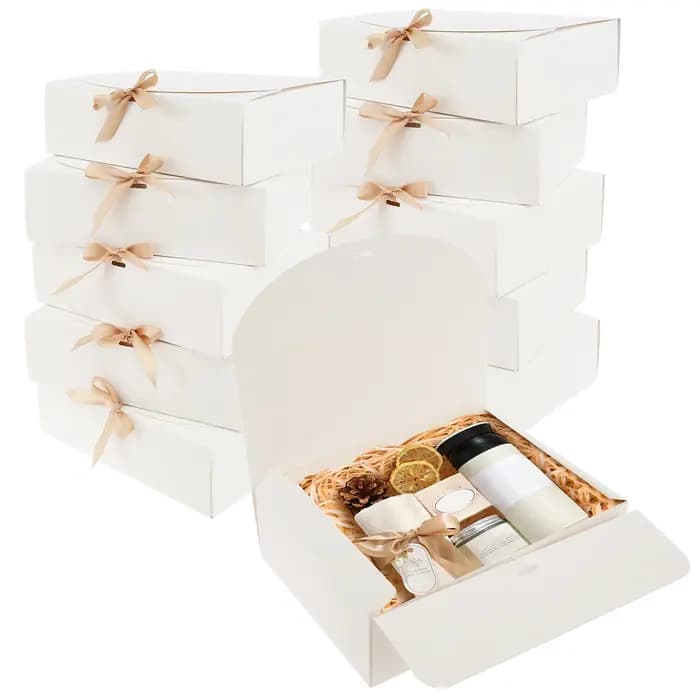 Coffrets cadeaux avec couvercles et ruban en papier
