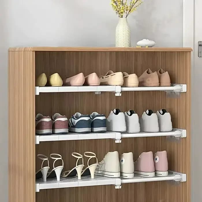 Diviseurs d'étagères pour dortoir, cuisine et salle de bain, blancs, extensibles, sans perçage, à niveaux rétractables, pour rangement de placard
