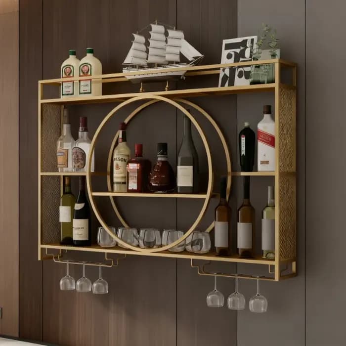 Casier à vin mural suspendu porte-bouteille de vin support à verres à pied en métal étagère à vin flottante pour affichage de stockage de cuisine de Bar à la maison