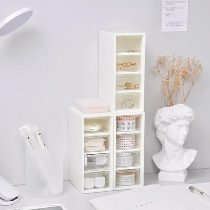 Boîte de rangement de cosmétiques de bureau blanche