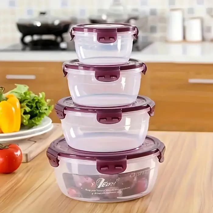 8 pièces/ensemble (4 conteneurs + 4 couvercles scellés)-boîte de rangement de légumes et de fruits de cuisine