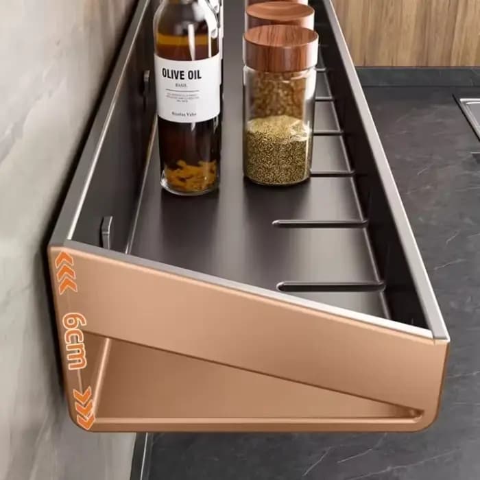 Étagère murale de rangement pour épices et condiments avec crochets suspendus