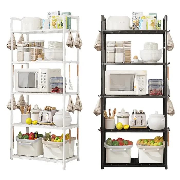Étagère de rangement à 5 niveaux, capacité de 66 lb, étagère sur pied réglable pour cuisine, garde-manger, placard, salle de bain, garage à linge