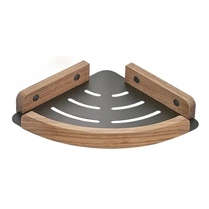 Étagères de salle de bain en bois de noyer