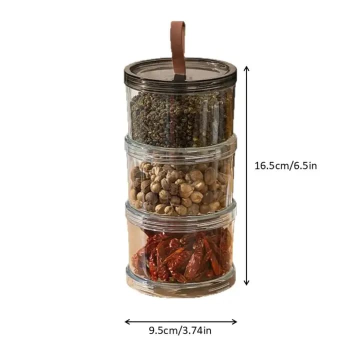 Boîte de rangement pour épices ronde à trois niveaux, récipient multi-couches pour conserver la fraîcheur, pot hermétique transparent, qualité alimentaire