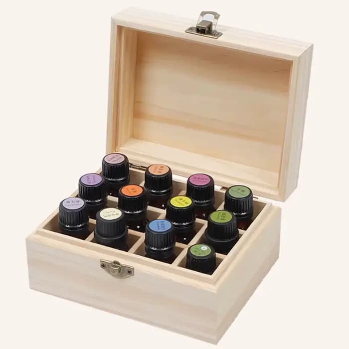 Boîte de rangement en bois pour huiles essentielles