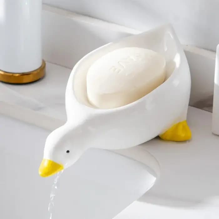 Boîte à savon en forme de canard jaune, porte-savon de dessin animé, porte-savon drainable, conteneu