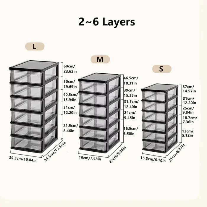 Boîte de rangement de bureau transparente avec tiroir