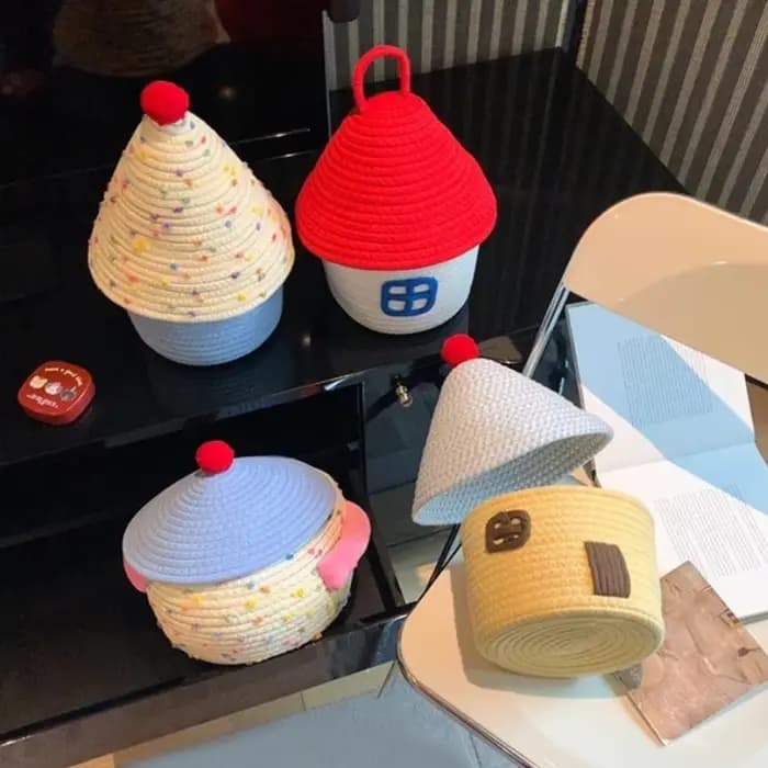 Mir de rangement tissé en fil de coton de style bohème