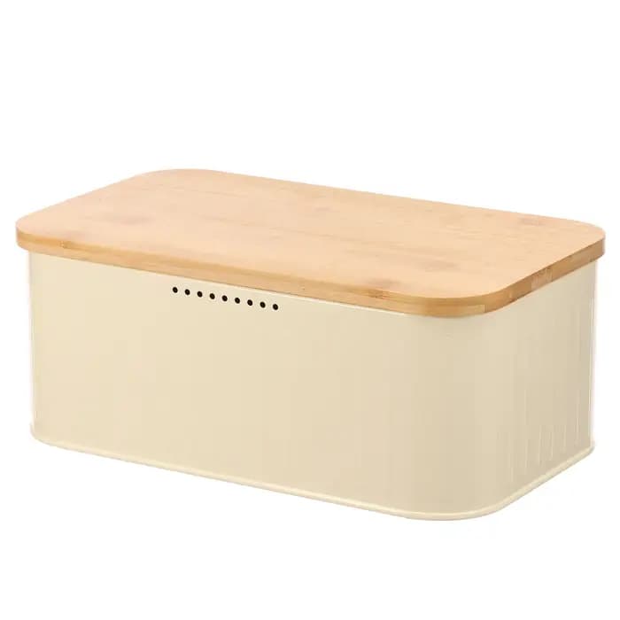 Boîte à pain en métal avec trous de ventilation, récipient de rangement pour le pain, couvercle en b