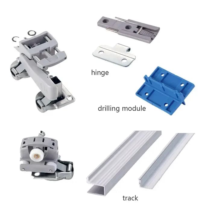 Accessoires de quincaillerie pour rail de suspension de porte coulissante pliante de dressing, rail inférieur apparent pour porte coulissante pliante de vestiaire