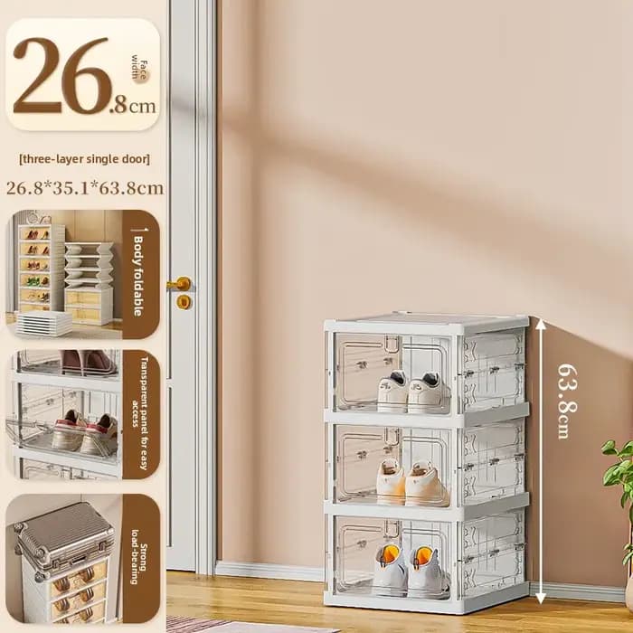 Meuble de rangement pliable transparent pour chaussures, étagère à collations domestique, boîte de r