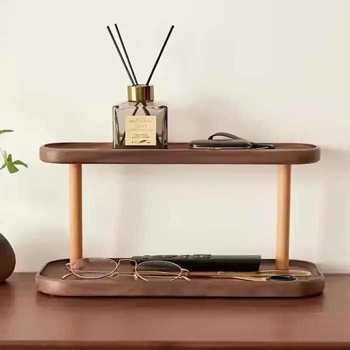 Étagère de rangement en bois à 2 niveaux