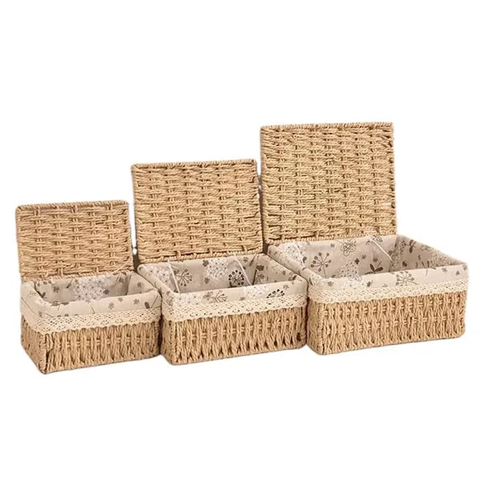 Boîte de rangement en rotin tressé pour jouets