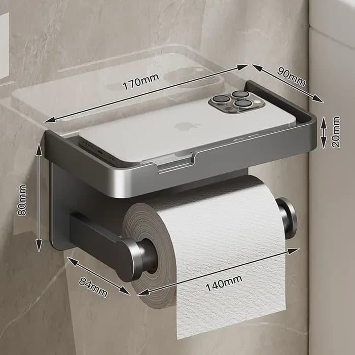 Grand Porte-Rouleau de Papier Toilette Mural avec Rangement