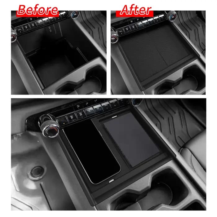 SMABEE pour Chevy Silverado EV 2024-2026 Center Console Boîte De Rangement Plateau Double-couche Organisateur Intérieur Accessoires ABS 2PCS