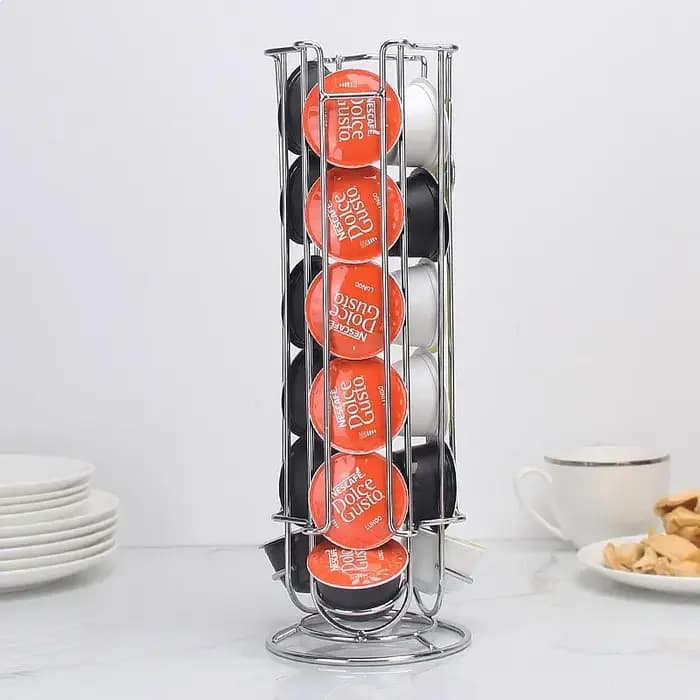 Support de rangement pour capsules de café Dolce Gusto en métal chromé pour comptoir