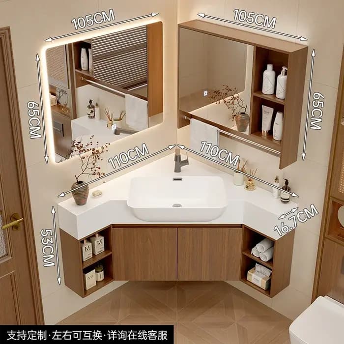 A139 meuble de salle de bain d'angle personnalisé lavabo