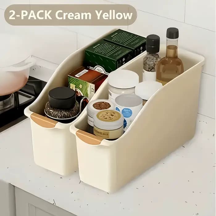 Lot de 2 boîtes de rangement incurvées – Organisateur en plastique robuste