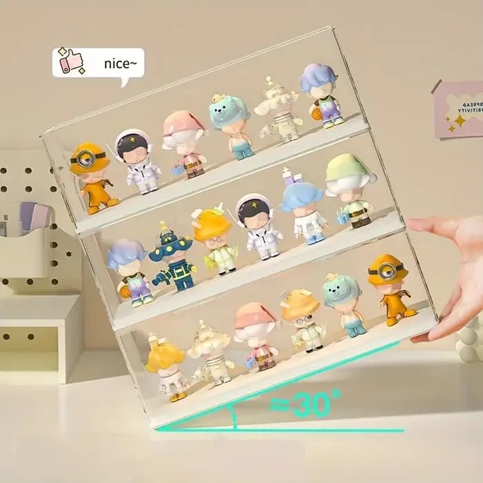 Boîte de rangement transparente pour figurines d'action, présentoir en acrylique, empilable, pour jouets et poupées