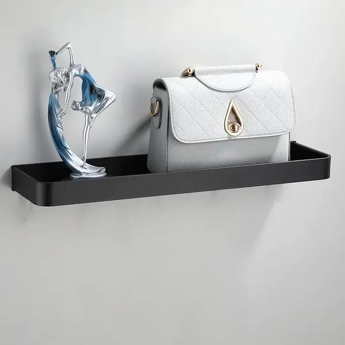 Étagère murale de salle de bain en aluminium noir