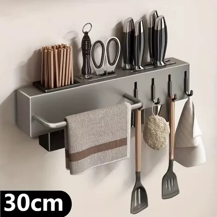 Organisateur de cuisine mural en acier au carbone robuste, porte-couteaux sans perçage pour couteaux