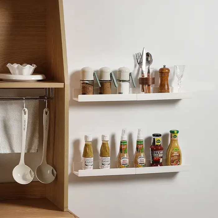 Organisateur de salle de bain HIPS en forme de T – Étagère murale sans perceuse pour armoires à miroir