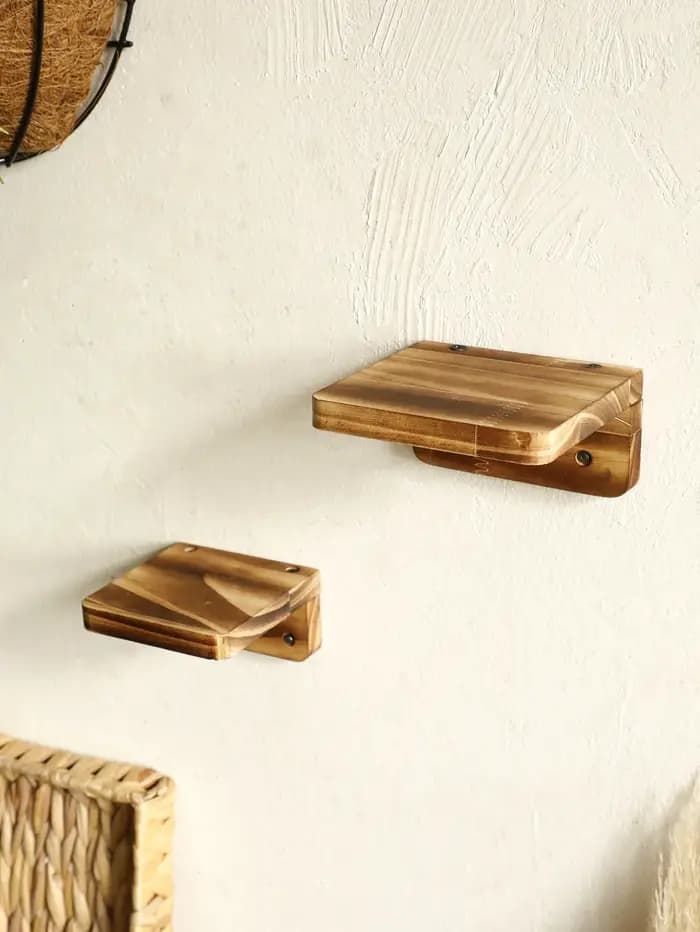 Boho-Étagère murale en bois rustique
