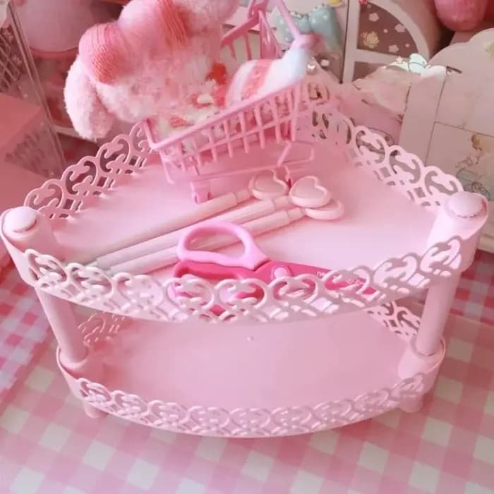 Étagère de rangement rose à 2 ou 3 niveaux, faite à la main, pour la maison, la chambre à coucher, le bureau, la salle d'étude, pour ranger les figurines d'anime, étagère de rangement en plastique.