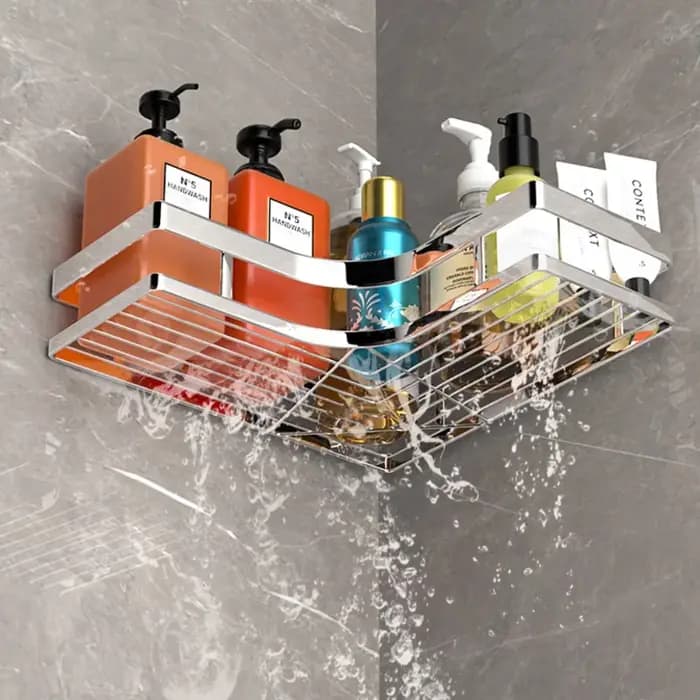 Étagère d'angle de douche en acier inoxydable sans perçage