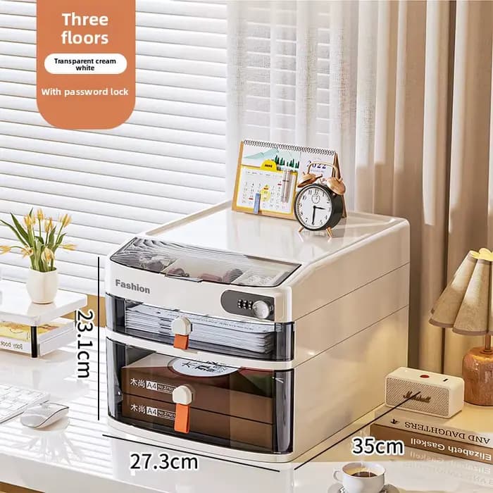 Boîte de rangement de bureau verrouillable avec tiroir à clés