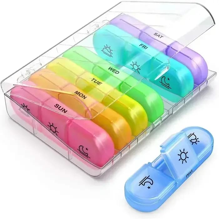 Pilulier 7 jours organisateur 21 grilles 3 fois un jour Portable voyage avec grands compartiments pour vitamines médecine huiles de poisson
