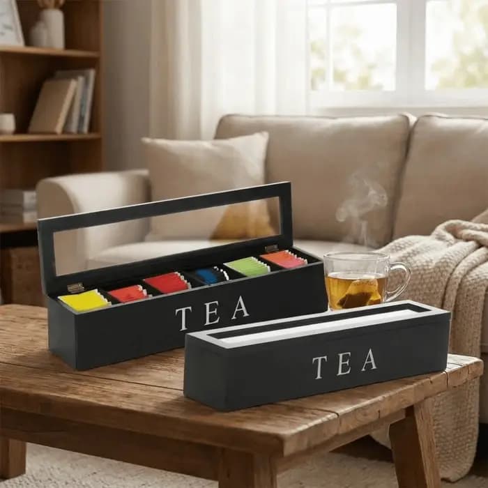 Boîte de rangement en bois pour sachets de thé