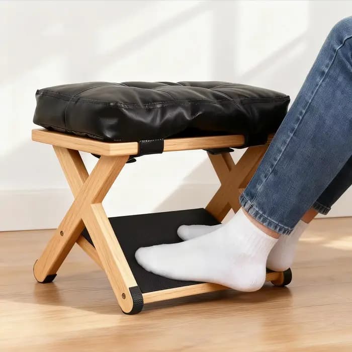 Repose-pieds en bois à double couche antidérapant ergonomique pour bureau