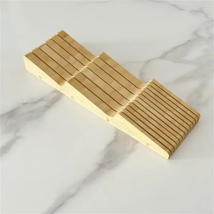 Plateau rangement pour couverts, tiroir, insert sectionné en bois 43x14x5 support à lame vers le bas pour le des