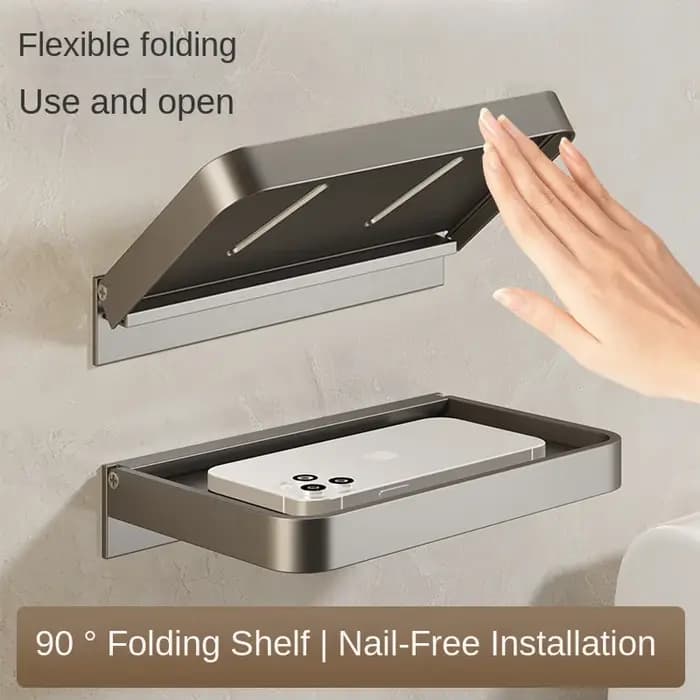 Étagère de salle de bain pliable sans perforation
