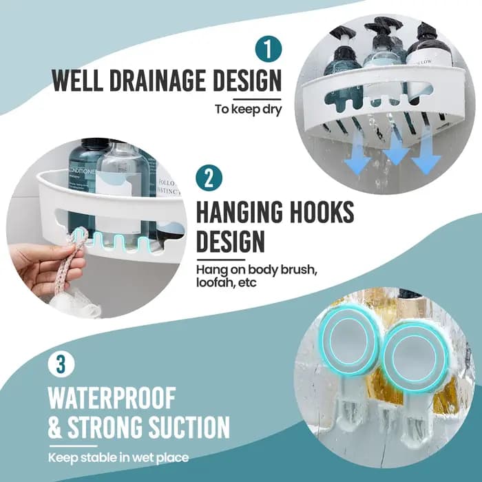Étagères de douche d'angle TAILI avec ventouses